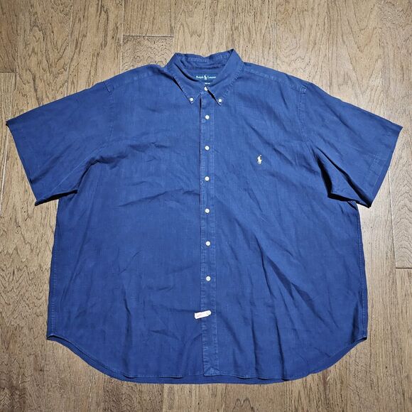 Polo Ralph Lauren Linen Blend Shirt Mens 3XB Big Blue Button Down Classic Fit - Picture 1 of 8